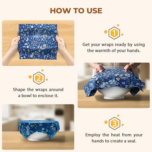 OHIYO Reusable Beeswax Food Wrap, 9 Pack