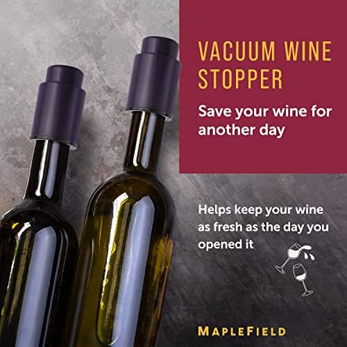 Maplefield Wine Stopper Vacuum Preserver - Purple Plastic, 1 Pump & 4