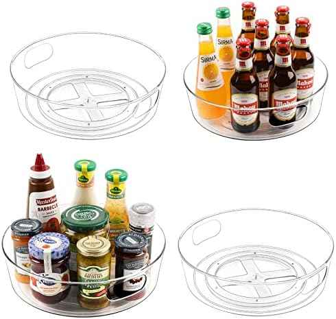 Guzon 4 Pack Lazy Susan Turntable, 11.5" Rotating Organizer with Handles