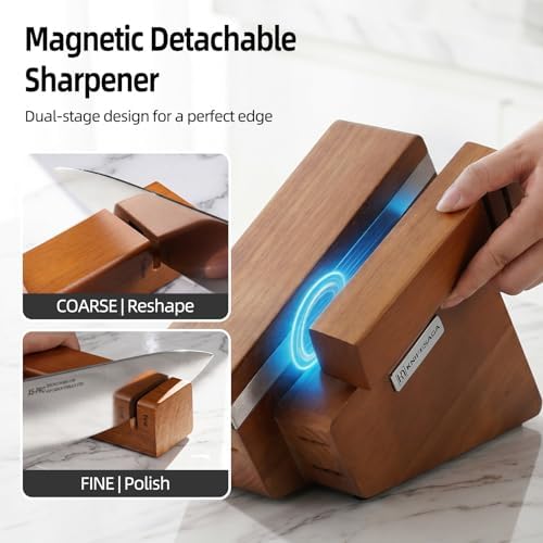 KnifeSaga 12-Piece Kitchen Knife Set with Block and Sharpener