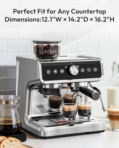 EUHOMY Espresso Machine with Grinder, 20 Bar and Milk Frother