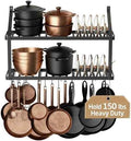 KES 150 lb High-Capacity Pot Rack Wall Mounted with Pot Lid Holder, 34 Inch Heavy-Duty Pots and Pans Hanging Rack with 20 Hooks, Drilling Template Provided for Easy Install, Matte Black, KUR528S88-BK