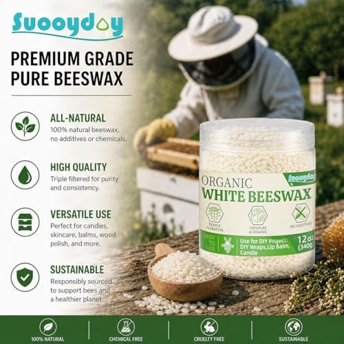Beeswax Pellets, 12oz, Triple Filtered White Beeswax