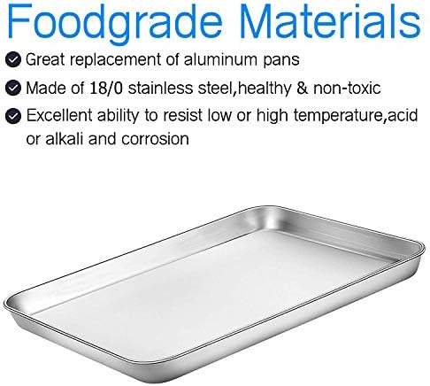 Baking Sheets Set of 5, Bastwe Stainless Steel Baking Pan Tray Cookie