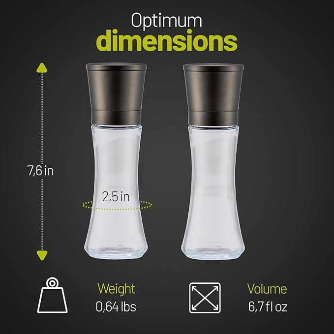 ZOLMER® Premium Gunmetal Salt and Pepper Grinder Set | Large Manual Ceramic - Image 6