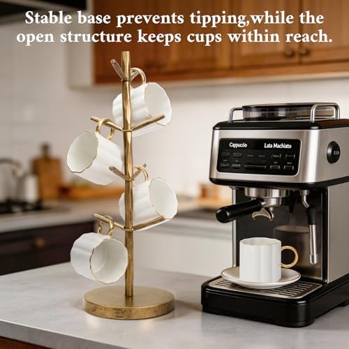 BEGINS Hand Forged Mug Holder Tree with 8 Hooks, Vintage Free Standing