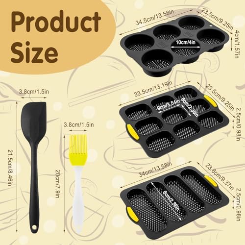 Set of 5 Silicone Hamburger Bun Mold 4 6 9 Cup Hamburger Bun Pan with