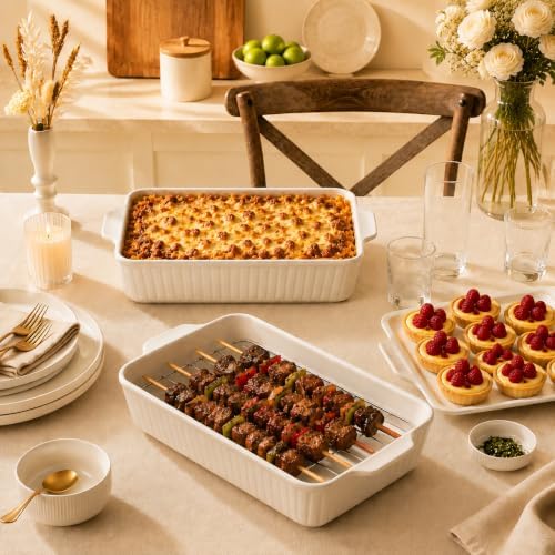 2 Pack 9x13 Ceramic Casserole Dish with Lid