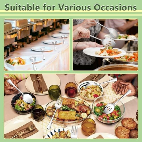 E-far Large Serving Slotted Spoons, Stainless Steel Serving Utensils