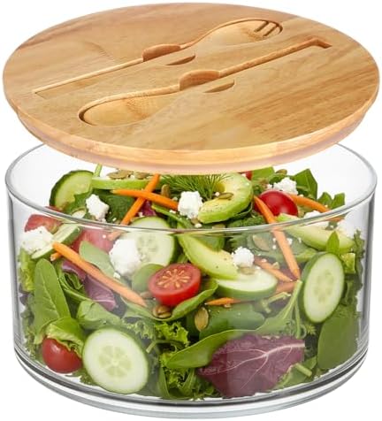 215oz Large Glass Trifle Bowl with Sealing Lid 10 Inch Salad Bowl