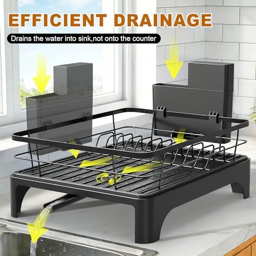 Stainless Steel Dish Drying Rack, 17 x 13.4 in, Black