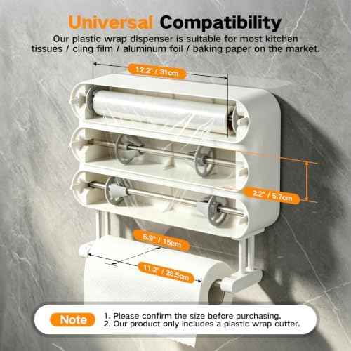 4-in-1 Wrap Dispenser with Cutter – Magnetic Kitchen Organizer