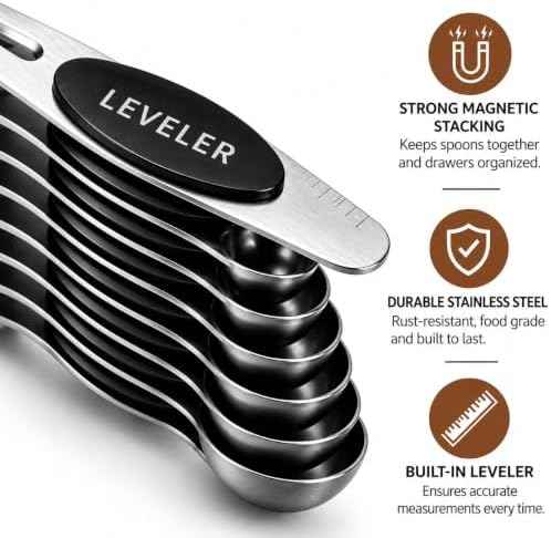 Stainless Steel Magnetic Measuring Spoons Set of 8