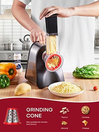 FOHERE Electric Cheese Grater and Salad Maker, Red