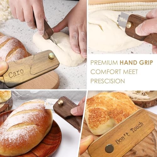 KAITONG Premium Magnetic Bread Lame Dough Scoring Tool, Wooden Hand