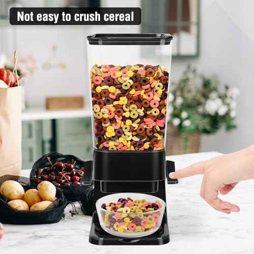 Cereal Dispenser Countertop,5.5L Cereal Containers Storage Dispenser for Pantry,Dry Food Storage Rice Containers,Candy Dispenser,Snack Organizer Machine for Grains, Nuts,Oatmeal, Pet Food Black