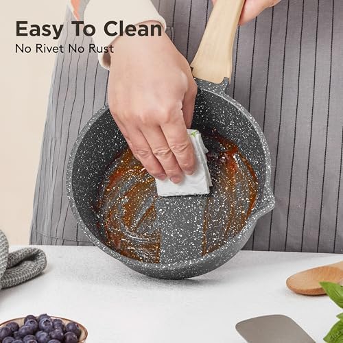 Sauce Pan with Lid,Non stick Small Cooking Pot 1.5Qt,Lightweight Non