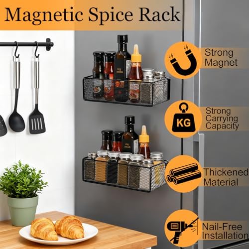 WUWEOT 2-Pack Magnetic Basket Fridge Organizers