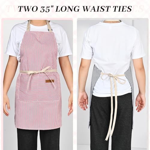2Pack Adjustable Kitchen Apron for Women Men with 2