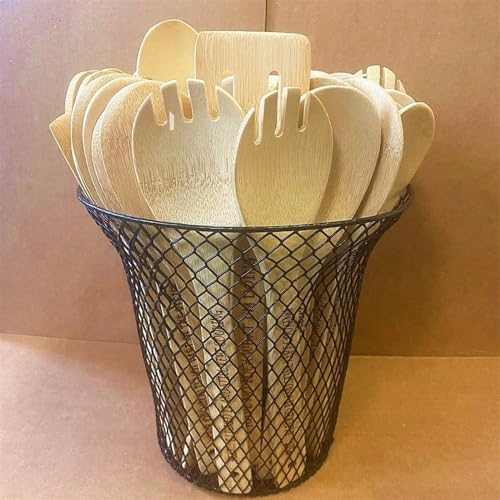 AmSoaN Funny Engraved Coffee Spoon Set(6pcs), Personalized Wooden