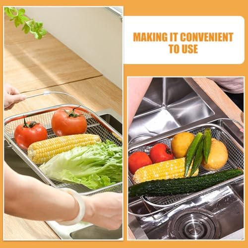 Expandable Stainless Steel Sink Colander Basket for Utensils and Pasta