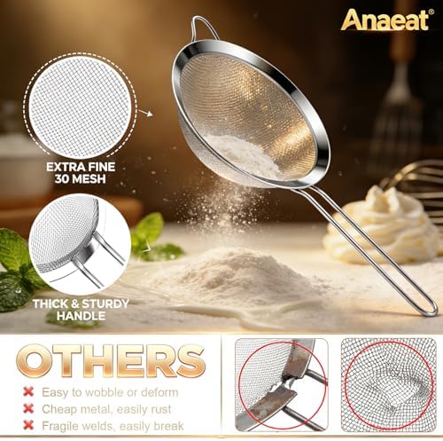 Anaeat Fine Mesh Strainers - Premium Stainless Steel Colander Sieve