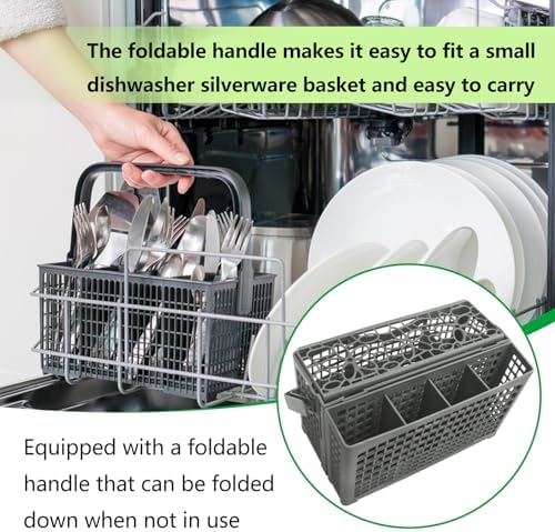 Universal Dishwasher Silverware Cutlery Basket, 2 in 1 Detachable Gray