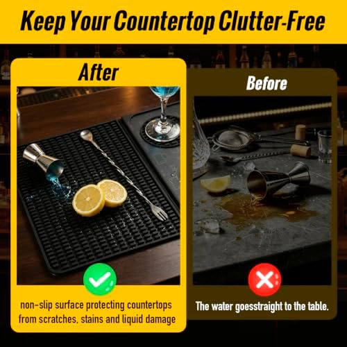 Bar Mat for Home Bar Countertop, 18 × 12 inches Folding Cocktail Drink