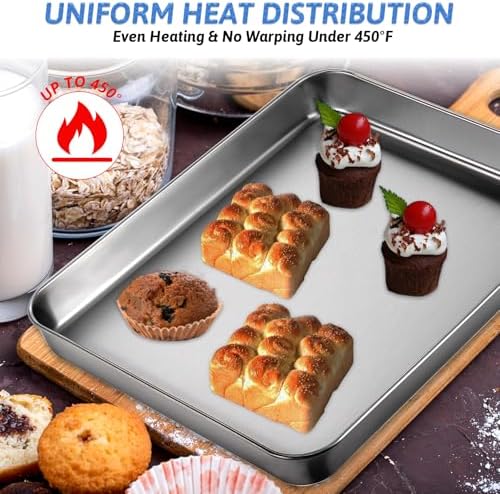 2Pcs Toaster Oven Pans for Baking, 9x11 Baking Sheets Cookie Sheet