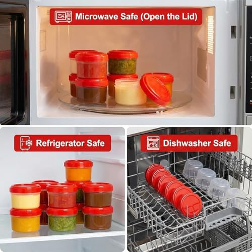 Elsjoy 30 Pack Condiment Container with Lid, 1.18 Oz Salad Dressing