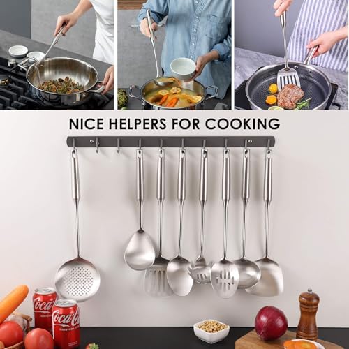 18/10 Stainless Steel Kitchen Utensils Set - 8 PCS All Metal Cooking