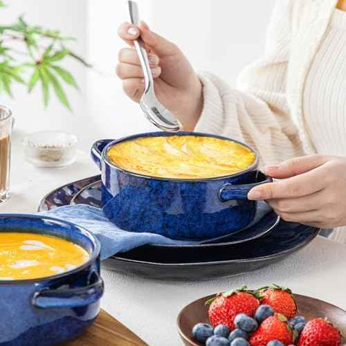 vancasso Starry French Onion Soup Bowls, 30 Oz Soup Crocks Set of 4