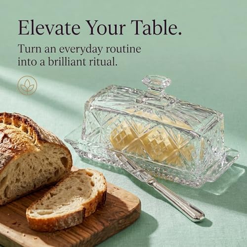 Godinger Butter Dish, Glass Butter Dish With Lid, Butter Holder