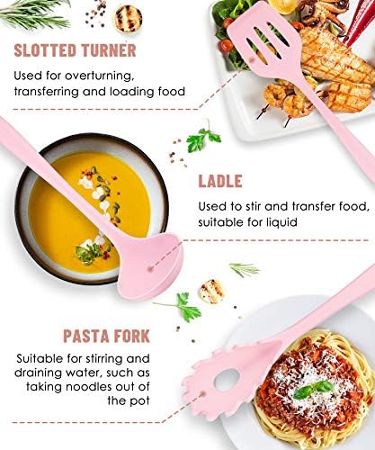 12-Piece Pink Silicone Kitchen Utensils Set