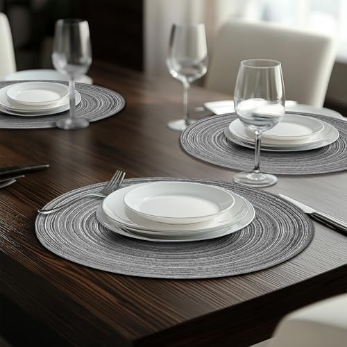 MIAOMIAO Round Placemats Set of 6 Braided Dining Table Kitchen Decor