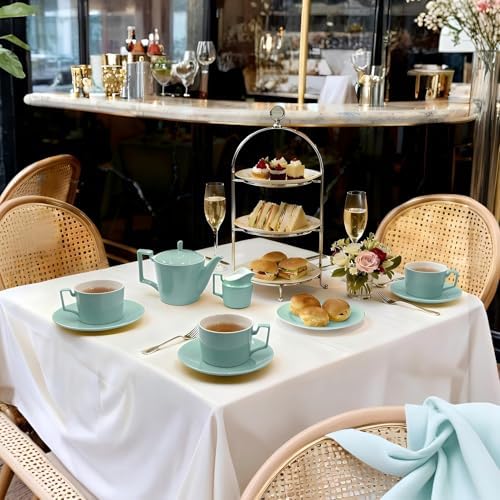 Mint Green Tea Set with Teapot, Cups, Sugar & Creamer Set, Afternoon