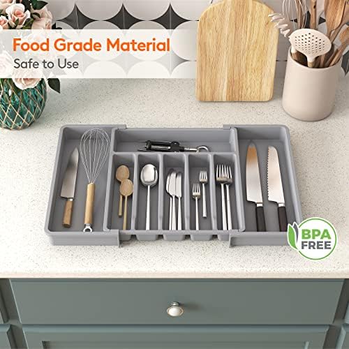Lifewit Silverware Drawer Organizer, Expandable Utensil Tray for