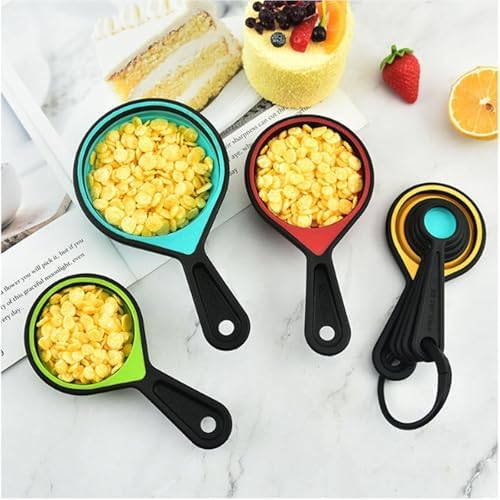 Collapsible Measuring Cups and Spoons Set, 8 Pieces