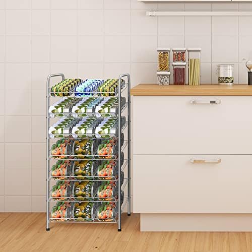 Vrisa Can Organizer for Pantry Soda Can Storage Dispenser Holder, Silver