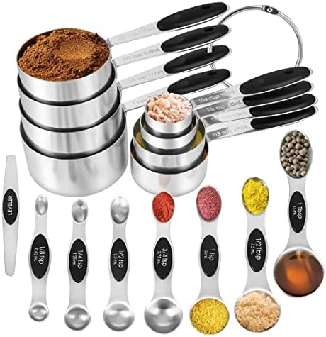 16 Pieces Measuring Cups and Magnetic Measuring Spoons Set Stainless