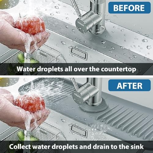 Silicone Kitchen Sink Splash Guard, 17.7" Drainage Mat for Faucet