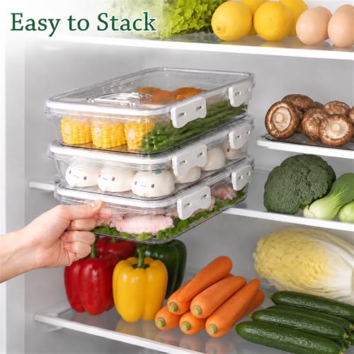 Okllen 2 Pack Bacon Container for Refrigerator, Plastic Cheese & Deli