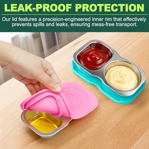 4-Pack Stainless Steel Snack Containers with Lid, Salad Dressing