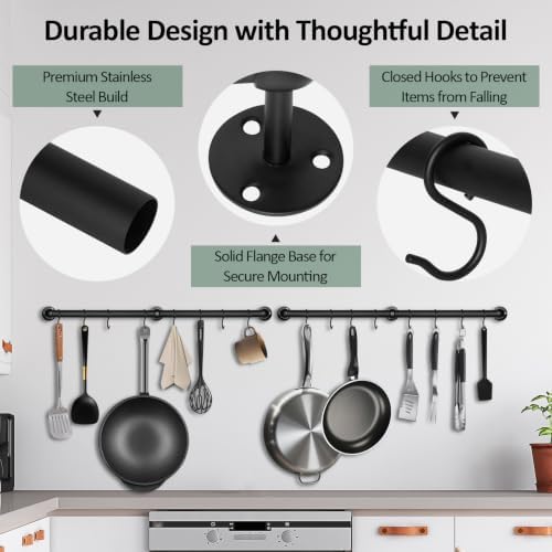 24 inch Hanging Pot Rack, Stainless Steel Kitchen Utensil Rack