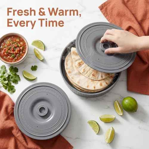 Covzoe 2 Pack Tortilla Warmer, 8.5 x 2.5 Inch Tortilla Holder with Lid