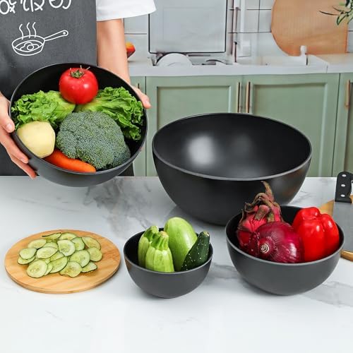 Eco-Friendly Bamboo Fiber Meal Prep Bowl Set with Lids (4 Pack)