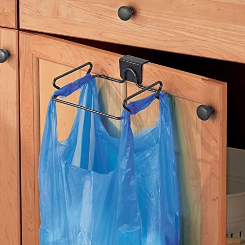 mDesign Over the Cabinet Metal Wire Small Garbage Container, Trash Bag