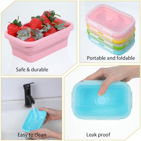 8 Pcs silicone food storage containers, 17 Oz/500 Ml Silicone Bowls