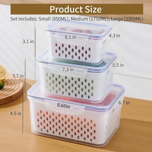 Fruit Storage Containers with Detachable Drainer Basket