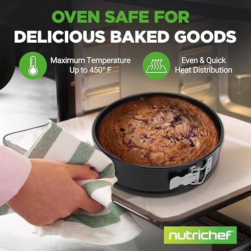 NutriChef 9 Inch Nonstick Cheesecake Springform Cake Pan | Stainless